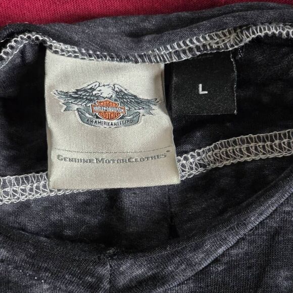 Harley-Davidson Rhinestone Wings Black V-Neck Tee Size L - Picture 3 of 8